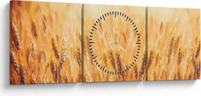 Tablou - câmp cu grâne (cu ceas) (90x30 cm)