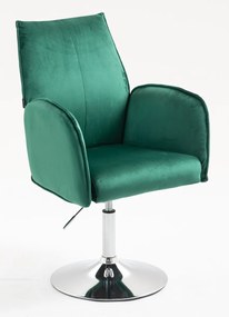 HR280N Scaun Verde din Catifea cu Bază Cromata