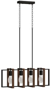 HOMCOM Candelabru Suspendat Rustic cu 4 Cadre Rotative și Lanț Regulabil, 80x21x90-130 cm, Negru și Nuc | Aosom Romania