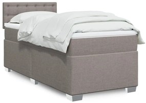 vidaXL Pat box spring cu saltea, gri taupe, 90x200 cm, textil