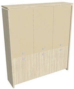 Dulap înalt Verno 188 x 46 x 210 cm, uși combinate, salcâm / vanilie