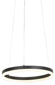 Lampă pendant de design neagră 40 cm inclusiv LED cu dimmer în 3 trepte - Anello