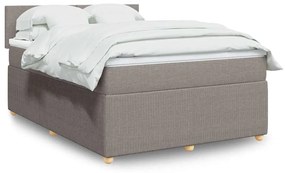 vidaXL Pat box spring cu saltea, gri taupe, 140x200 cm, textil