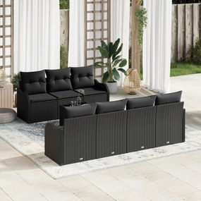 Set canapea de grădină vidaXL 8 piese cu perne Ratan negru