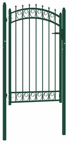 vidaXL Poartă de gard cu țepușe, verde, 100x150 cm, oțel