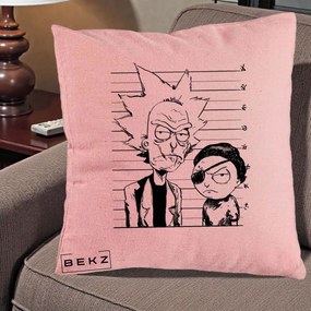 Perna Personalizata Rick si Morty Dosar, 40x40 cm, Roz, Husa Detasabila, Perna Inclusa, BEKZ®