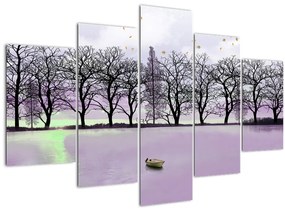 Tablou - Barcă pe lac (150x105 cm)