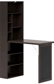 HOMCOM Birou Modern Pliabil cu Bibliotecă și Tablă, din Lemn și Metal, 98x51x153 cm, Maro | Aosom Romania