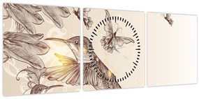 Tablou - Colibri (cu ceas) (90x30 cm)