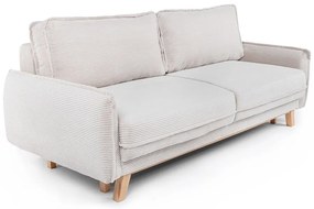 Canapea bej extensibilă cu tapițerie din catifea reiată 218 cm Tori – Bonami Selection