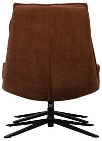 Fotoliu cu taburet maro pivotant cu tapițerie din chenille Kube – WOOOD