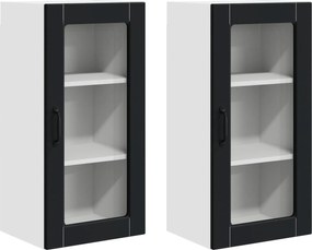 vidaXL Dulap de bucătărie 2 pcs Negru 40 x 31 x 80 cm Lemn compozit