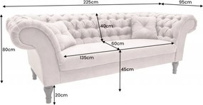 Canapea fixa eleganta Paris Chesterfield greige
