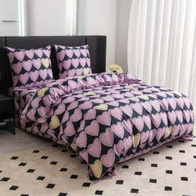 Lenjerie din microfibra VIOLET HEARTS mov deschis Dimensiune lenjerie de pat: 2 buc 70 x 80 cm | 160 x 200 cm