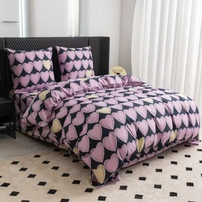 Lenjerie din microfibra VIOLET HEARTS mov deschis Dimensiune lenjerie de pat: 2 buc 70 x 80 cm | 160 x 200 cm