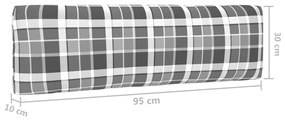 Canapea coltar de gradina din paleti, alb, lemn de pin tratat model gri carouri, Canapea coltar, Alb, 1