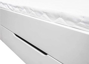 Pat lemn masiv alb Linea cu Sertar - 90x200, Da