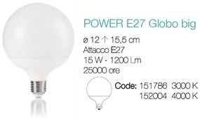 Bec LED POWER E27 15W GLOBO BIG 4000K 152004