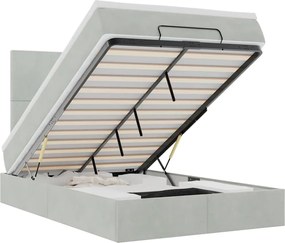 vidaXL Cadru de pat otoman cu saltele Gri deschis 120x190cm catifea