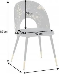 Set de 2 scaune moderne tapitate cu model floral Boutique gri