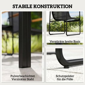 Outsunny Set mobilier de grădină 150 x 80cm masă din sticlă cu 6 scaune respirabile cotiere decorative Negru | Aosom Romania