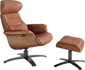 Fotoliu pivotant, functie relax, tapitat cu piele George