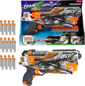 Pistol de jucărie FOAM X cu proiectile din spumă, funcționează cu 6 baterii AA, 24 buc.