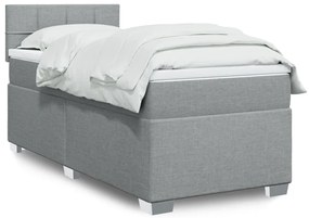 vidaXL Pat box spring cu saltea, gri deschis, 90x200 cm, textil