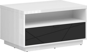 Masuta cafea FORN, alb lucios/negru mat, PAL, 90x60x49 cm