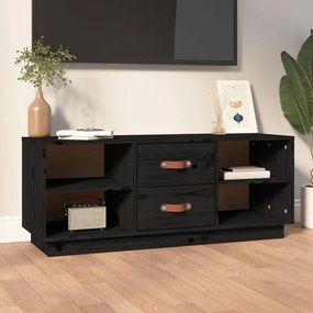 vidaXL Comodă TV, negru, 100x34x40 cm, lemn masiv de pin