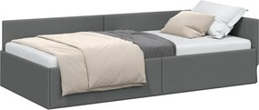 vidaXL Cadru de pat colțar Gri închis 90 cm x 190 cm țesătură