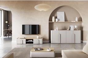 Comodă TV Amilio 170 cm - cashmere / stejar uleiat / mânere cashmere