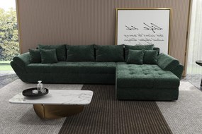 Colțar extensibil dumonde cu ladă de depozitare si sezut confortabil din spuma high-density, Loana XL Euphoria Verde II 335x185 cm