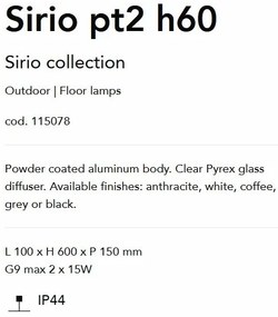 Stalp de iluminat exterior IP44 SIRIO PT2 H60 ANTRACITE