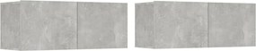 vidaXL Comode TV, 2 buc., gri beton, 80x30x30 cm, lemn compozit