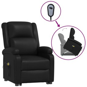 3109457 vidaXL Fotoliu de masaj cu ridicare, negru, piele ecologică