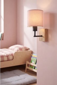 Brilagi - Lampă de perete BOBO WOOD 1xE27/25W/230V stejar/negru/roz