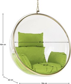 Scaun suspendat, transparent/ auriu/ verde, BUBBLE NEW TIP 1