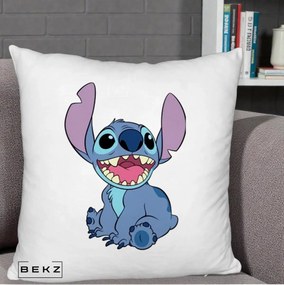 Perna Personalizata Stitch Zambitor, 40x40 cm, Alb Pufos, Husa Detasabila, Perna Inclusa, BEKZ®
