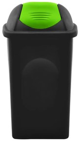 Cos de gunoi cu capac oscilant, negru si verde, 60L Negru si verde
