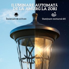 Outsunny Set de 2 Felinare Solare de Grădină 1.86 m, Lămpi de Exterior din Oțel Inoxidabil cu Înălțime Reglabilă, 2 Moduri de Lumină, IP44 Impermeabil pentru Terasă Curte Alei | Aosom Romania