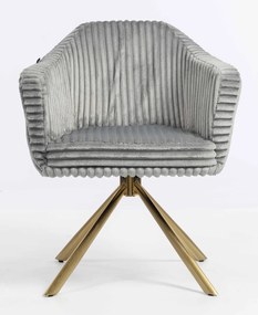 HR832 BAZĂ STEA Scaun Gri Teddy Cord cu Bază Aurie