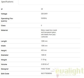 Ventilator cu telecomanda ETERFAN MINI negru mat/ lemn 32028