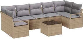 vidaXL Set de canapea 8 pcs Bej și gri poliratan