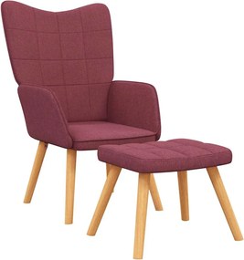 vidaXL Scaun de relaxare cu taburet, roșu vin, textil