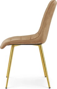 OFERTA Scaun de dining SPLIT VELVET cu picioare aurii, maro clasa a II-a