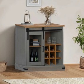 vidaXL Comodă HALDEN cu uşă glisantă gri 80x40x80 cm lemn masiv