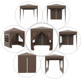 Outsunny Cort 2x2 m impermeabil cu 4 pereti detasabili, cort pliabil din metal si poliester cu husa de transport, alb