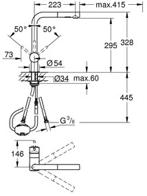 Baterie chiuveta bucatarie cu dus extractibil Grohe Minta antracit periat Hard Graphite