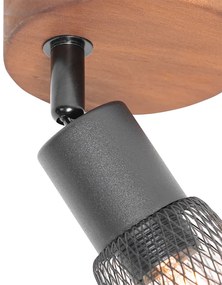 Spotlight industrial negru cu lemn - Kristina